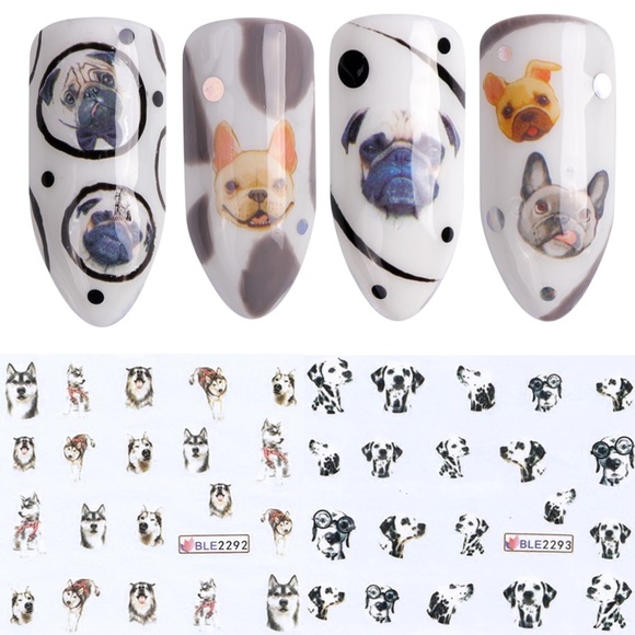 French bulldog pugs dog nail art stickers … - Picture 2 of 2